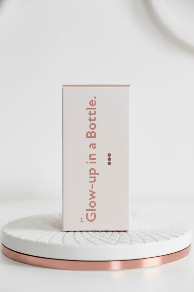Glow-up in a Bottle packaging
